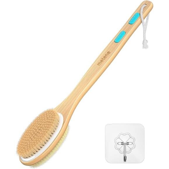 Dual-Sided Long Handle Shower Brush – Exfoliating & Soft Bristles for Bath & Dry - Picture 11 of 16